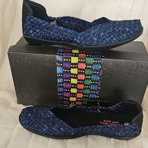 bernie mev. Dark Blue Woven Loafers